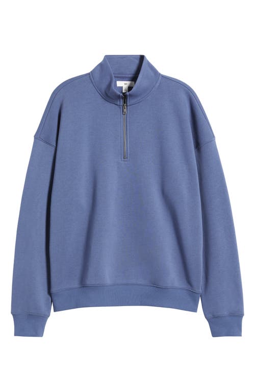 Bp. Cotton Blend Fleece Quarter Zip Pullover In Blue Indigo
