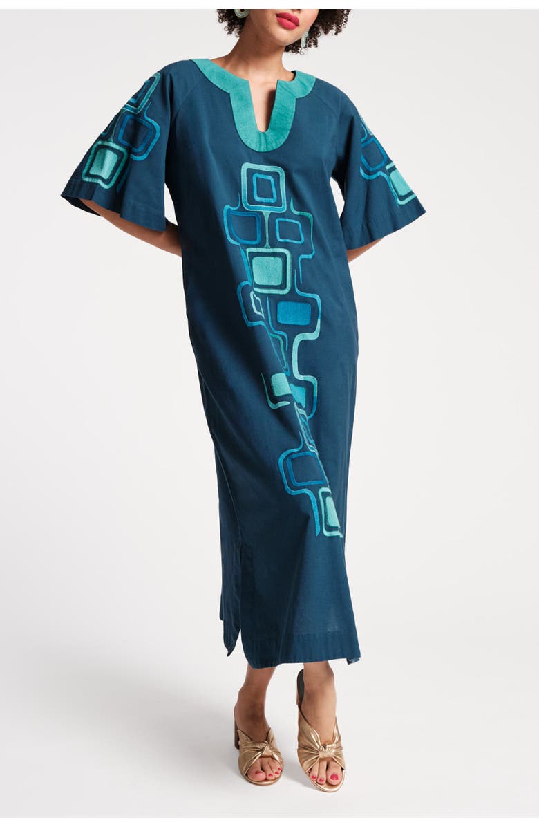 Frances Valentine Charming Caftan Maxi Jetson Print Cotton Linen, Main, color, 