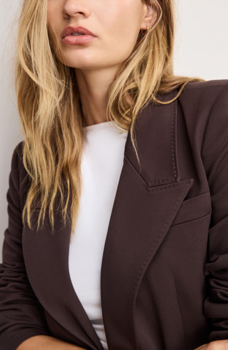 Good American Essential Double Breasted Blazer, Alternate, color, Dark Chocolate