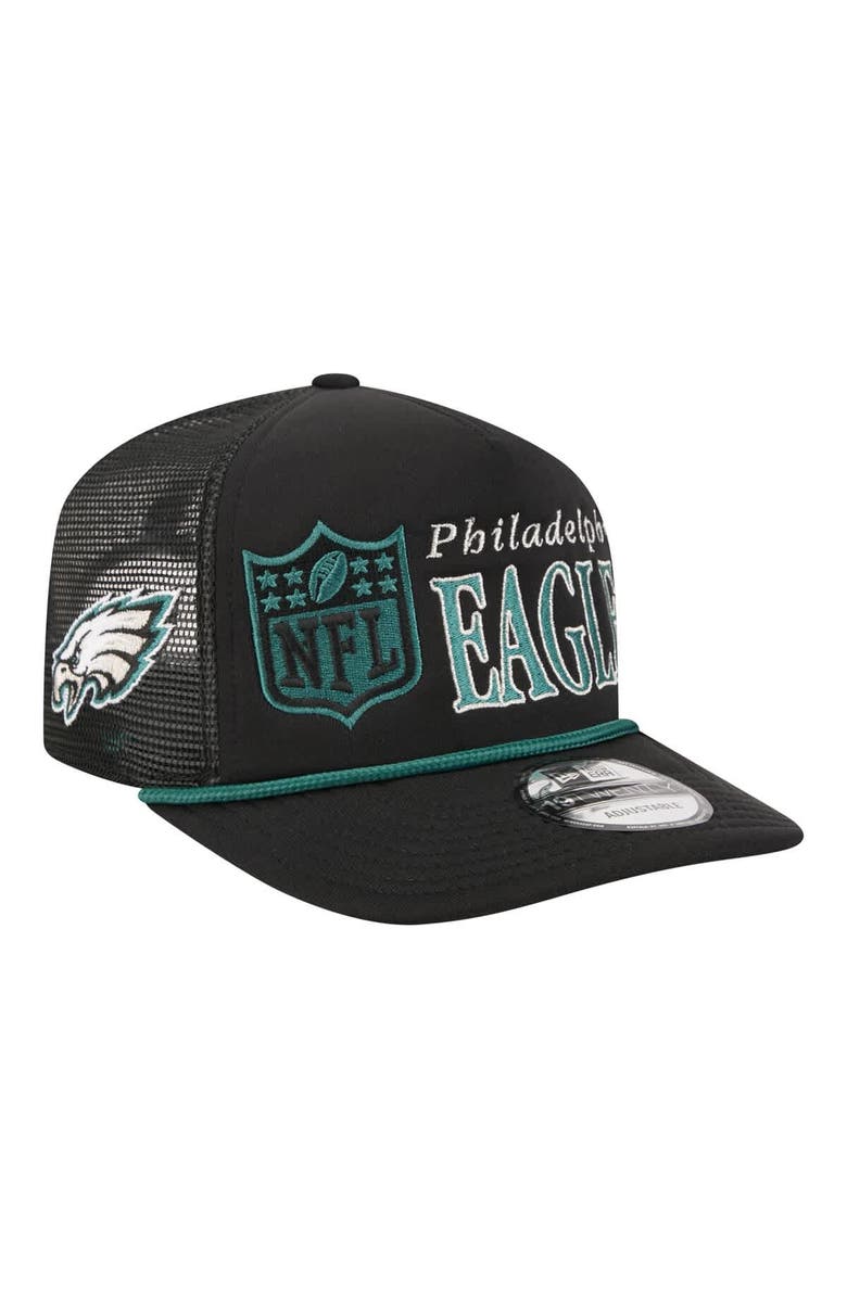 New Era Men's New Era Black Philadelphia Eagles Throwback Foam 19TWENTY Adjustable Hat, Main, color, Black