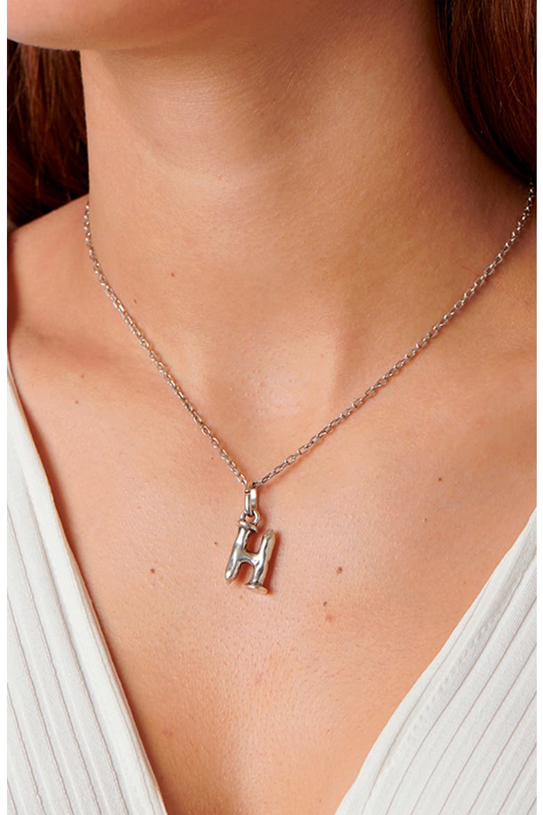 Sterling Silver-Plated Letter H Charm, Alternate, color, Silver