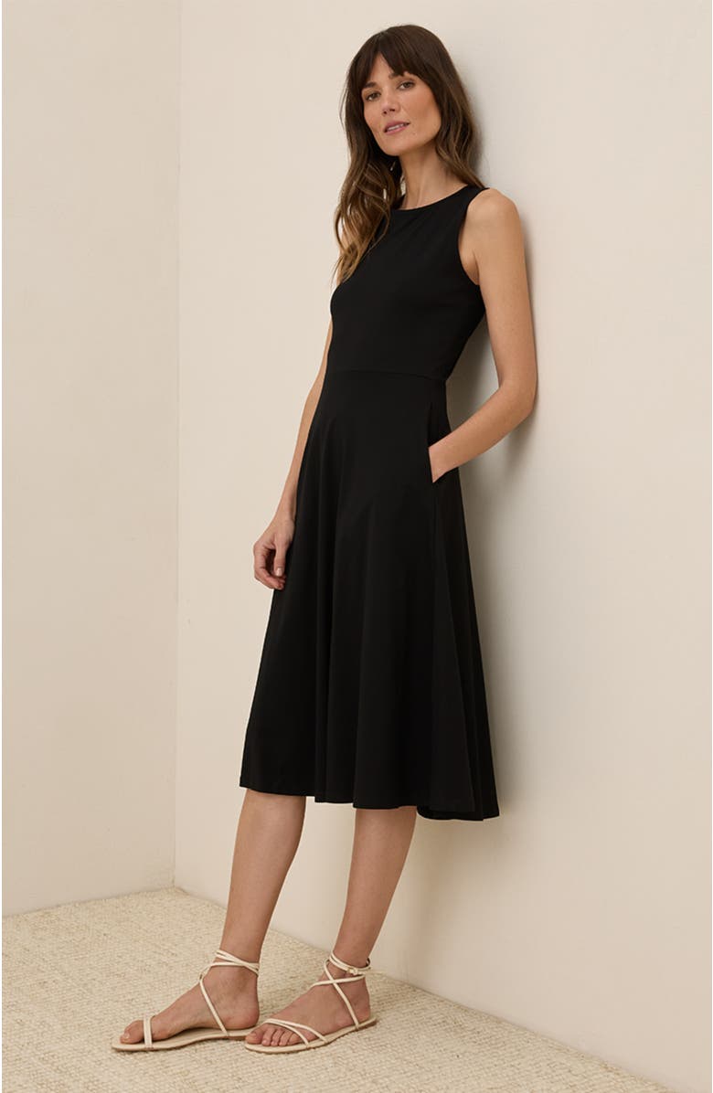 Pact Organic Cotton Fit & Flare Keyhole Back Dress, Alternate, color,