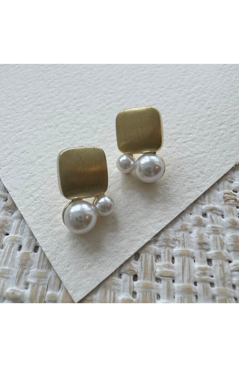 Erin McDermott Jewelry Pearl and Gold Studs, Alternate, color, Gold