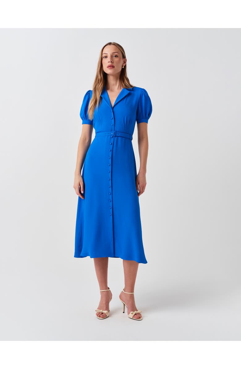 Ghost London Phoebe Crepe Collared Button Down Dress, Main, color, Blue