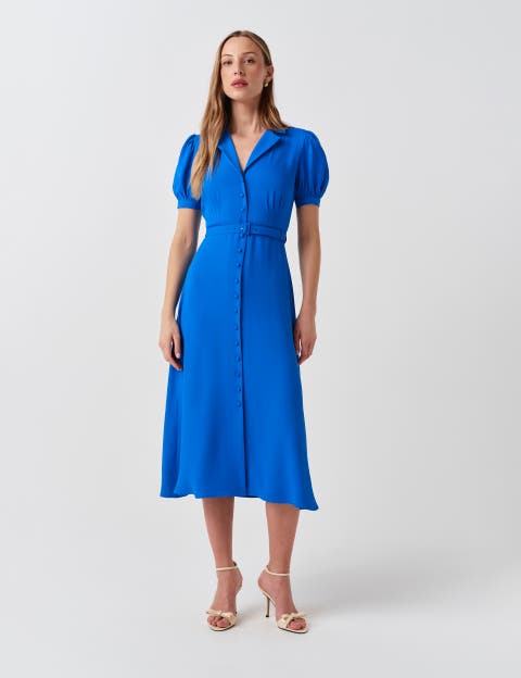 Phoebe Crepe Collared Button Down Dress