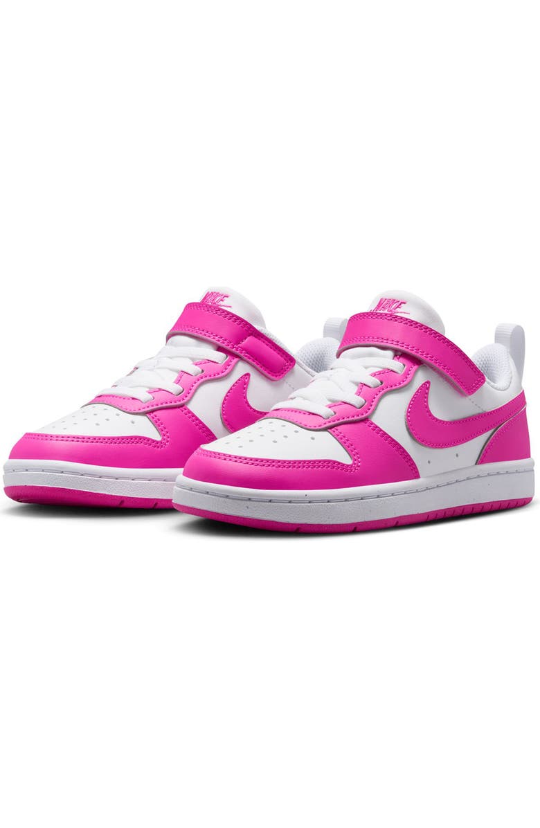 Nike Kids' Court Borough Low Recraft Sneaker, Main, color, White/ Fuchsia