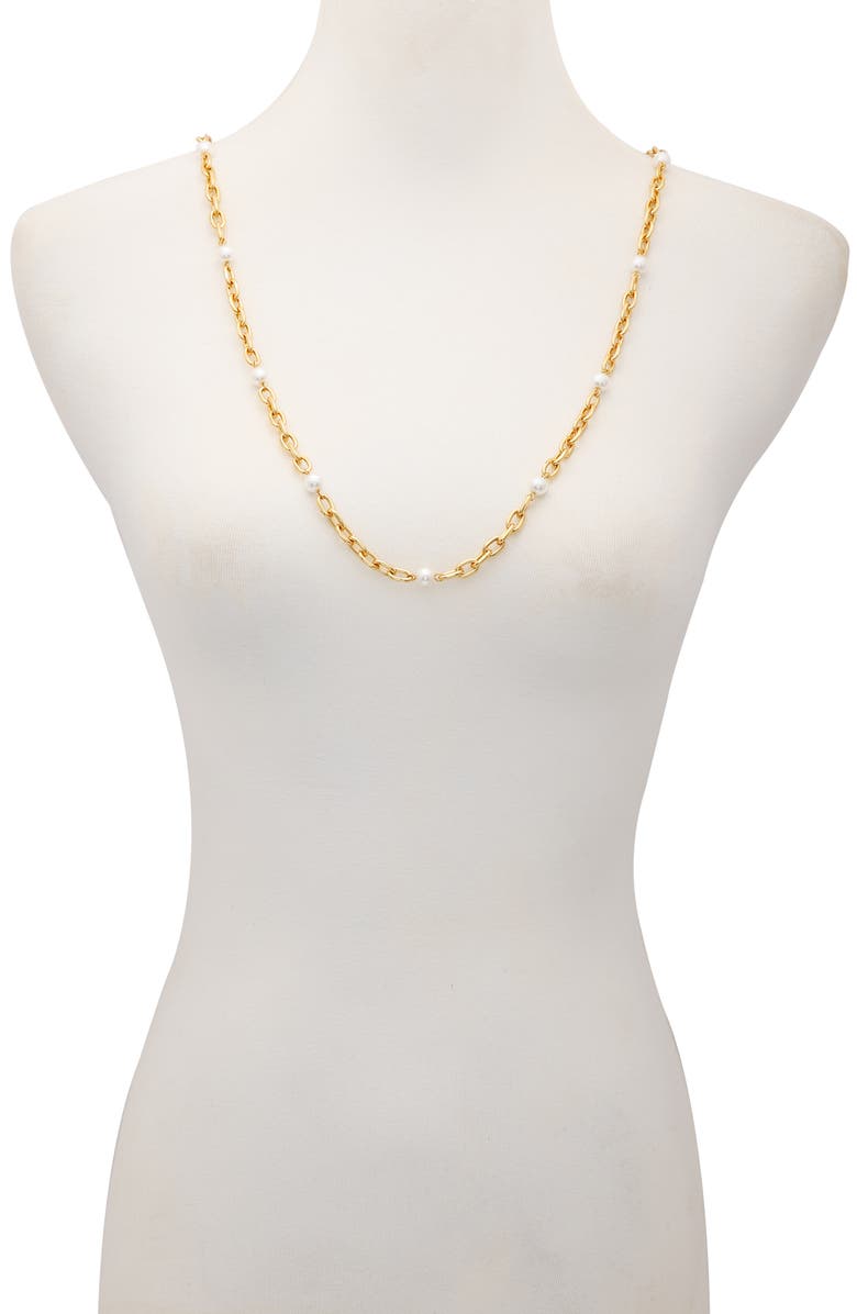 Vince Camuto Imitation Pearl Convertible Chain Necklace, Alternate, color, 