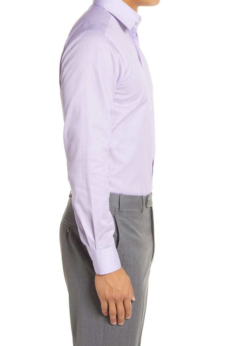 David Donahue Trim Fit Micro Floral Print Dress Shirt, Alternate, color, 