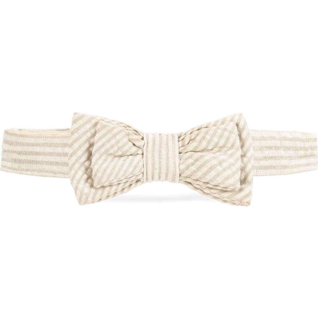Hope & Henry Boys' Seersucker Bow Tie, Kids In Tonal Tan Seersucker