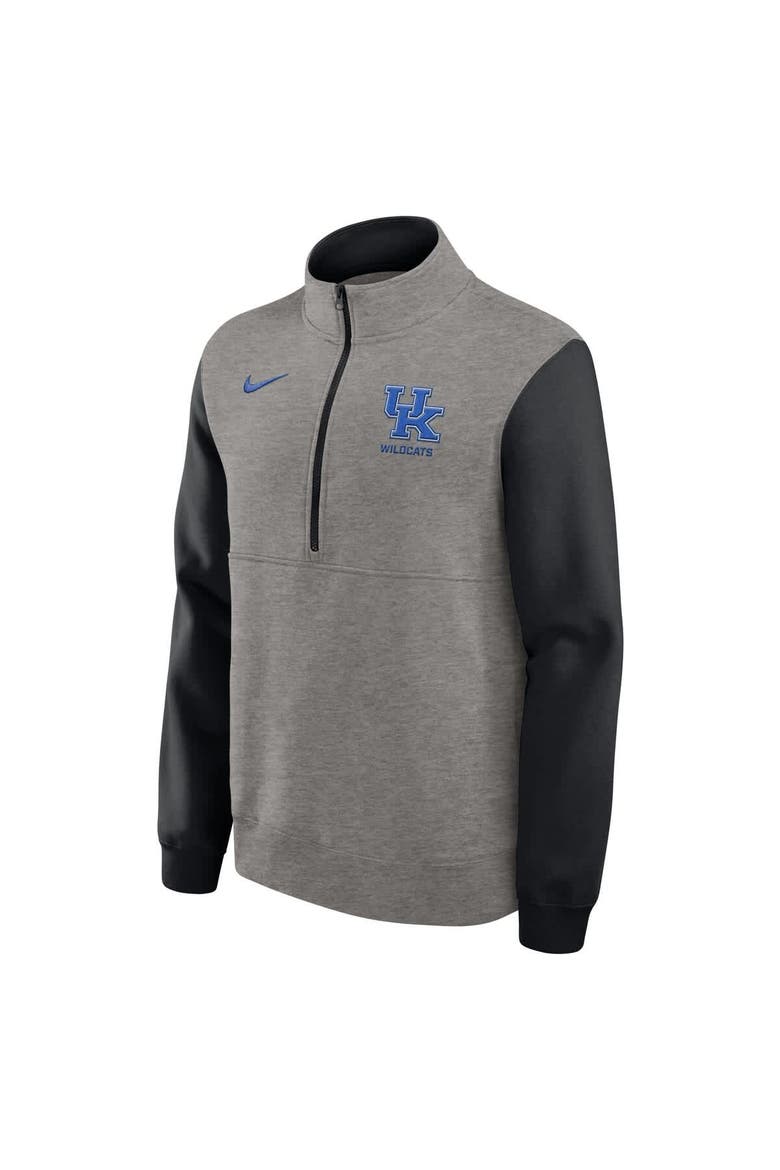 Men's Nike Heather Gray/Black Kentucky Wildcats Club Fleece Half-Zip Pullover, Alternate, color, Heather Gray