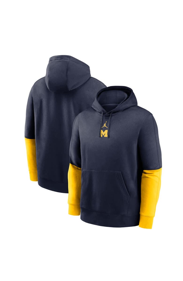 Jordan Brand Men's Jordan Brand Navy/Maize Michigan Wolverines 2024 Sideline Club Pullover Hoodie, Alternate, color, Navy
