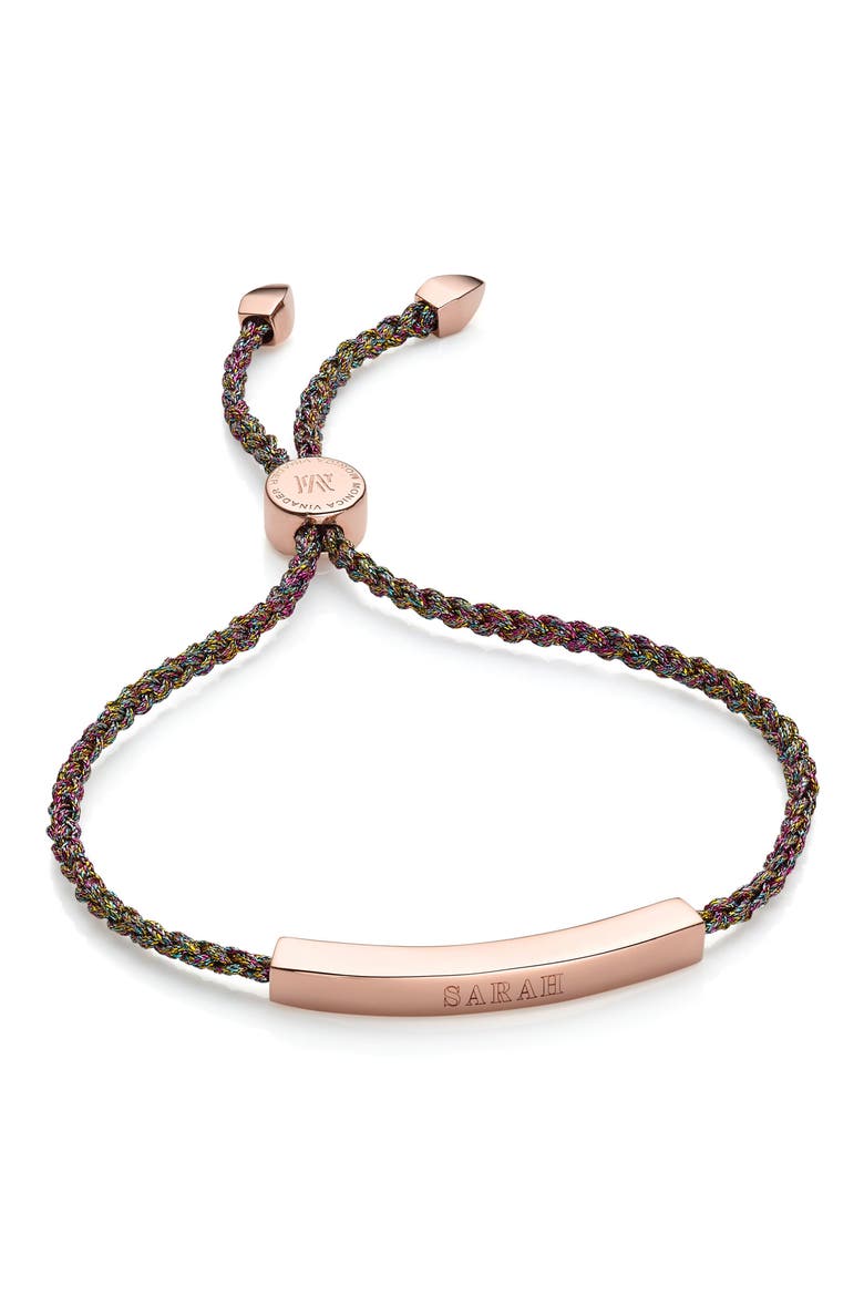 Linear Friendship Bracelet, Alternate, color, ROSE GOLD/ RAINBOW