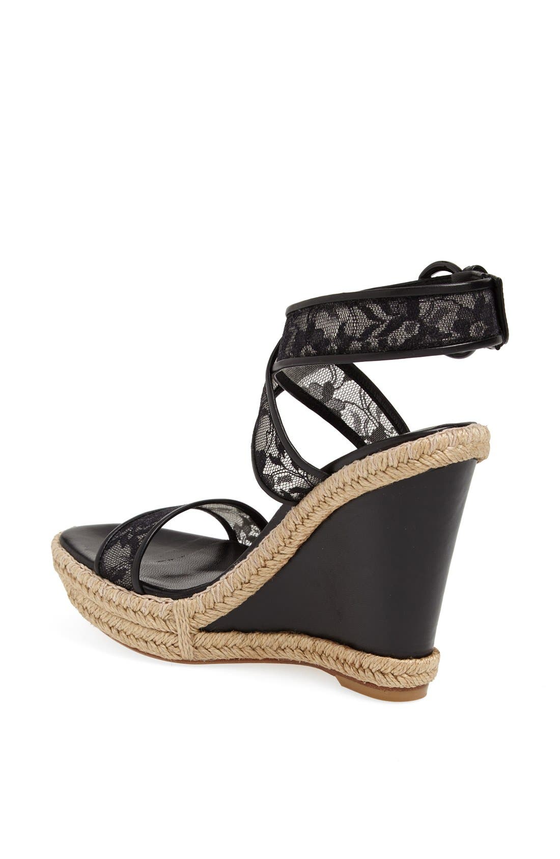 'Guipure' Wedge Sandal, Alternate, color, BLACK GUIPURE LACE