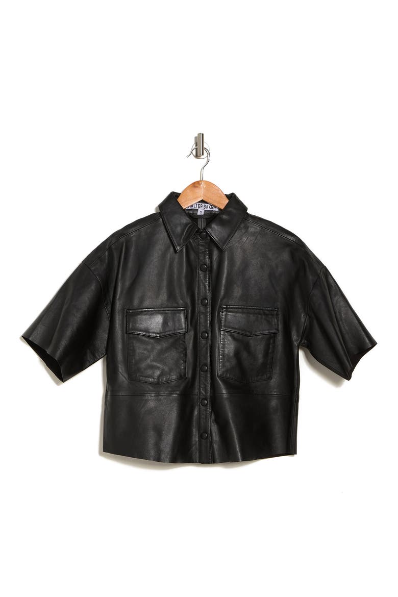 Dylan Leather Top, Alternate, color, BLACK