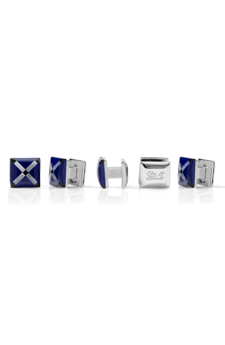 Cufflinks, Inc. Men's 7-Piece Square Mother-of-Pearl Shirt Studs & Cuff Links Set, Alternate, color, Blue