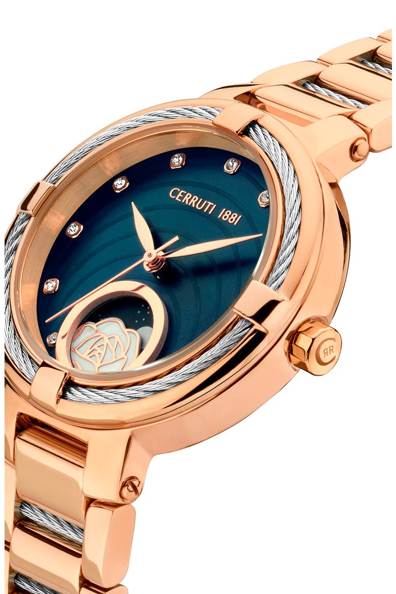 Gardena Swarovski Crystal Embellished Bracelet Watch, 34mm, Alternate, color, TWO-TONE SILVER/ ROSE GOLD