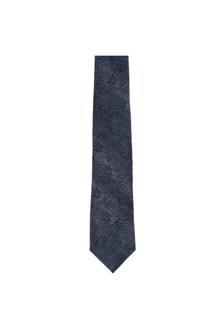 Esteban Scrolling Vines Tone on Tone Patterned Silk Necktie, Alternate, color, Silver and Black