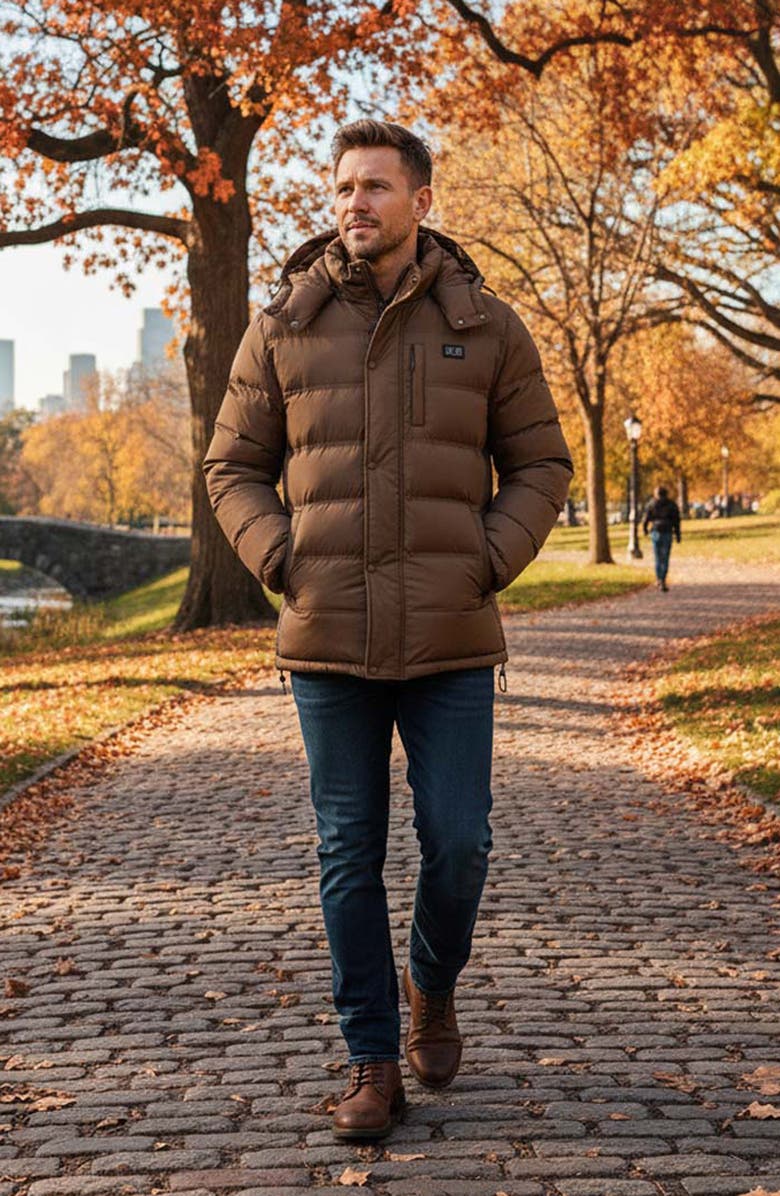 HELIOS THE HEATED COAT Helios 2-in-1 Heated Hybrid Coat with Power Bank, Alternate, color, Mocha