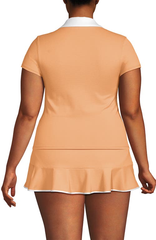LANDS' END LANDS' END PLUS SIZE SHORT SLEEVE PIQUE JOHNNY COLLAR UPF 50 RASH GUARD
