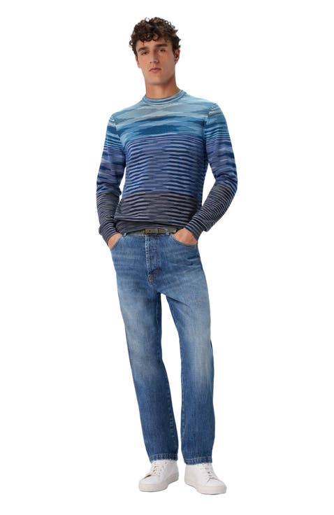 Crew Neck Sweater In Pure Flame Wool