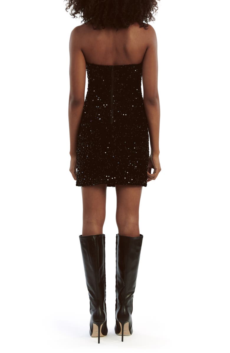 Bardot Eleni Sequin Plunge Neck Strapless Velvet Minidress, Alternate, color,