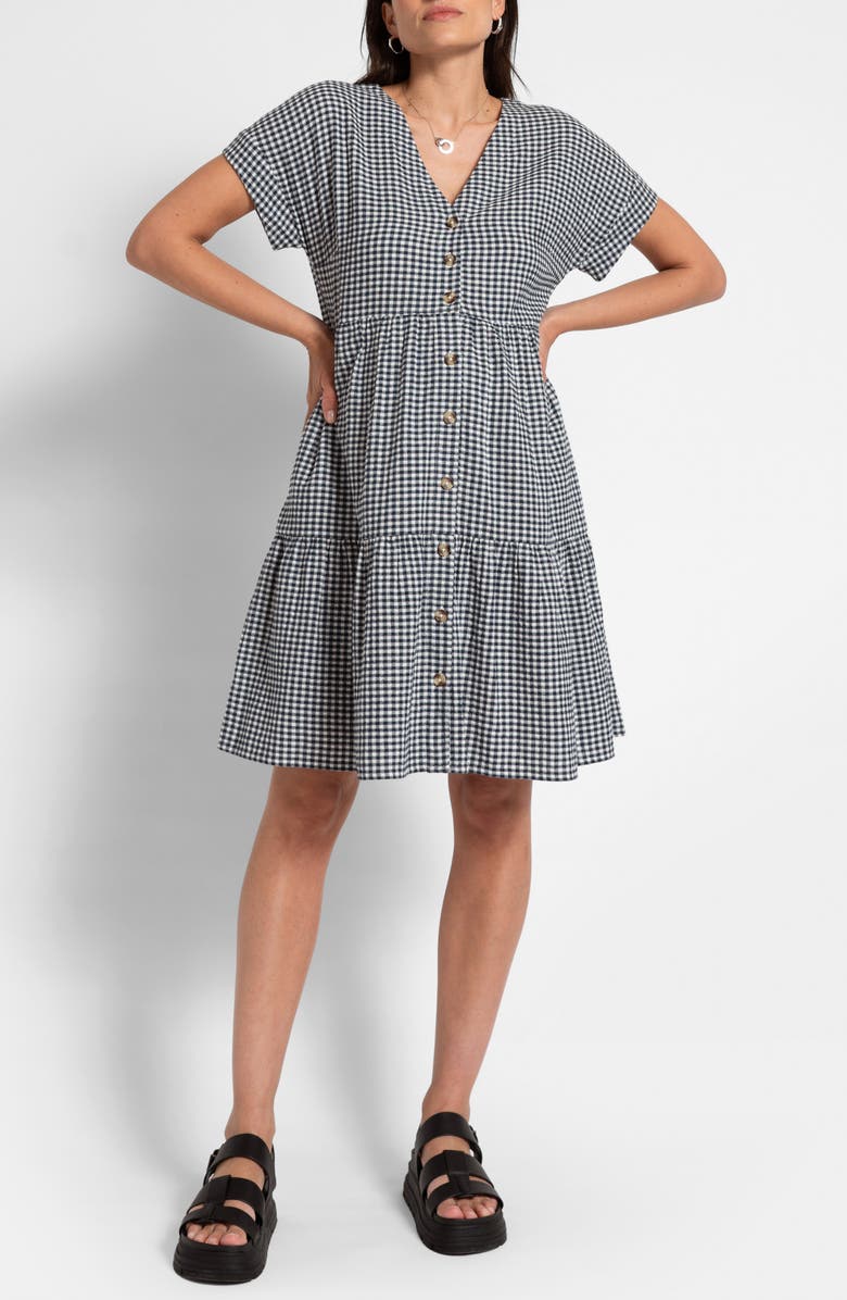 Seraphine Gingham Cotton Button-Up Maternity/Nursing Dress, Main, color,