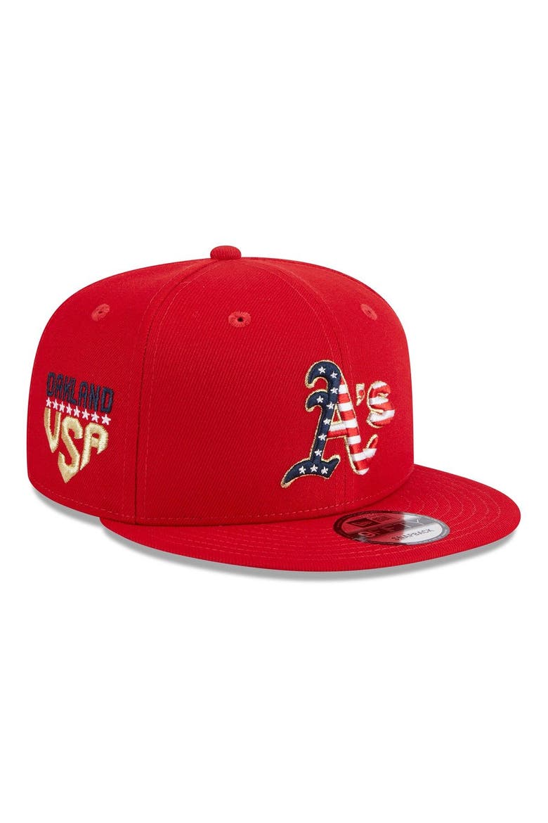 Men's New Era  Red Oakland Athletics 2023 Fourth of July 9FIFTY Snapback Adjustable Hat, Main, color, Red