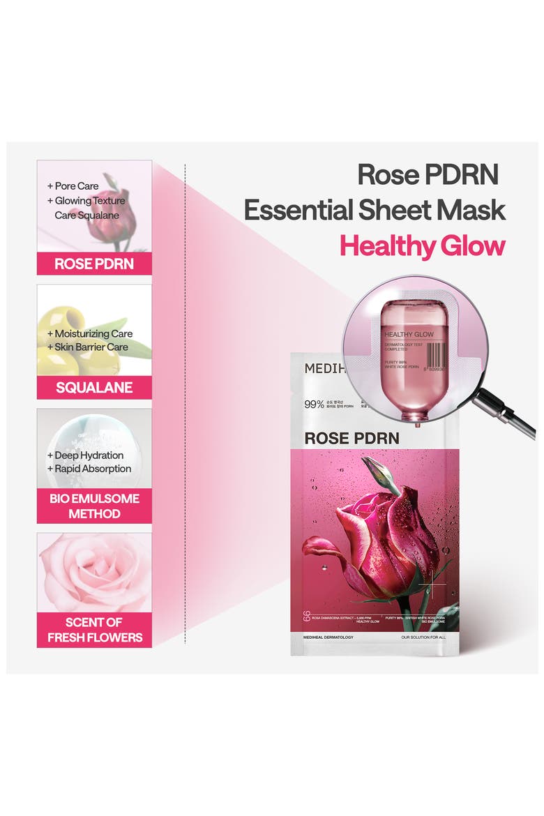 Rose PDRN Essential Mask Set, Alternate, color, DARK RED