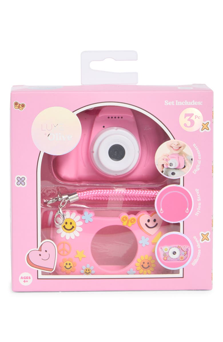 Luxe + Olive Kids' Groovy Case Digital Camera Set, Main, color, Pink