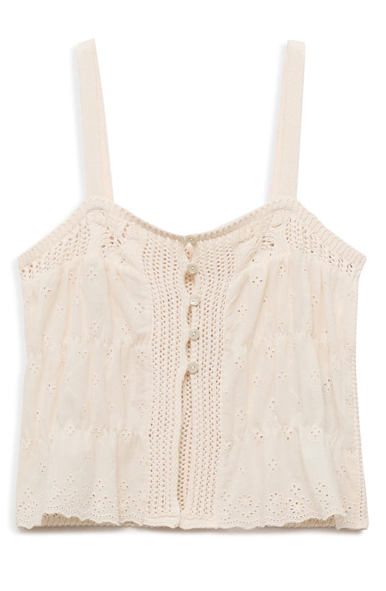 MANGO Eyelet Embroidery Sleeveless Top, Alternate, color, Ecru