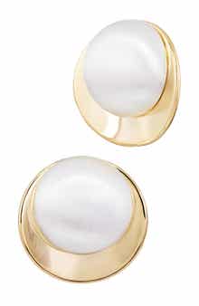 SAVVY CIE JEWELS Large Two-Tone Button Stud Earrings