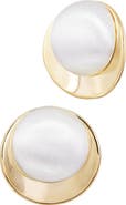 SAVVY CIE JEWELS Large Two-Tone Button Stud Earrings