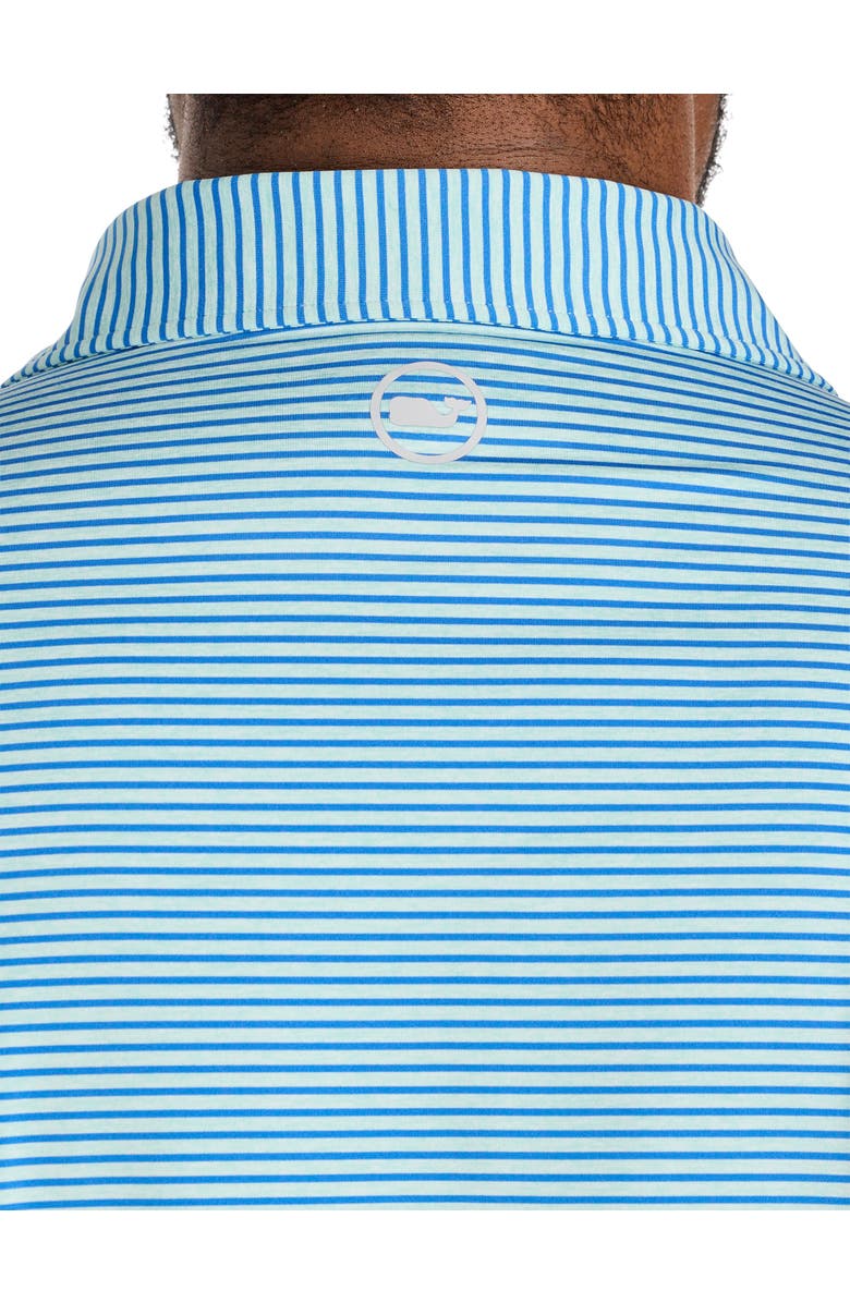 vineyard vines Big & Tall Bradley Stripe Sankaty Performance Polo Shirt, Alternate, color, Aqua Haze Tide Blue