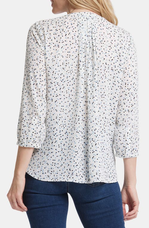 Nydj Three Quarter Sleeve Printed Pintucked Back Blouse