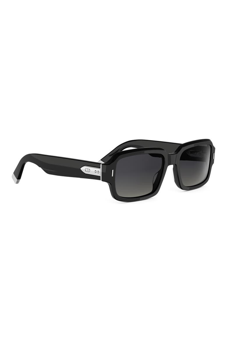 'DiorTailoring S2I 56mm Geometric Sunglasses, Alternate, color, SHINY BLACK / GRADIENT SMOKE