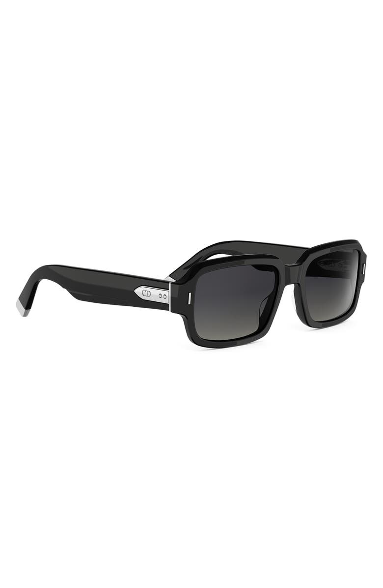 DIOR Tailoring S21 56mm Geometric Sunglasses, Alternate, color, Shiny Black / Gradient Smoke