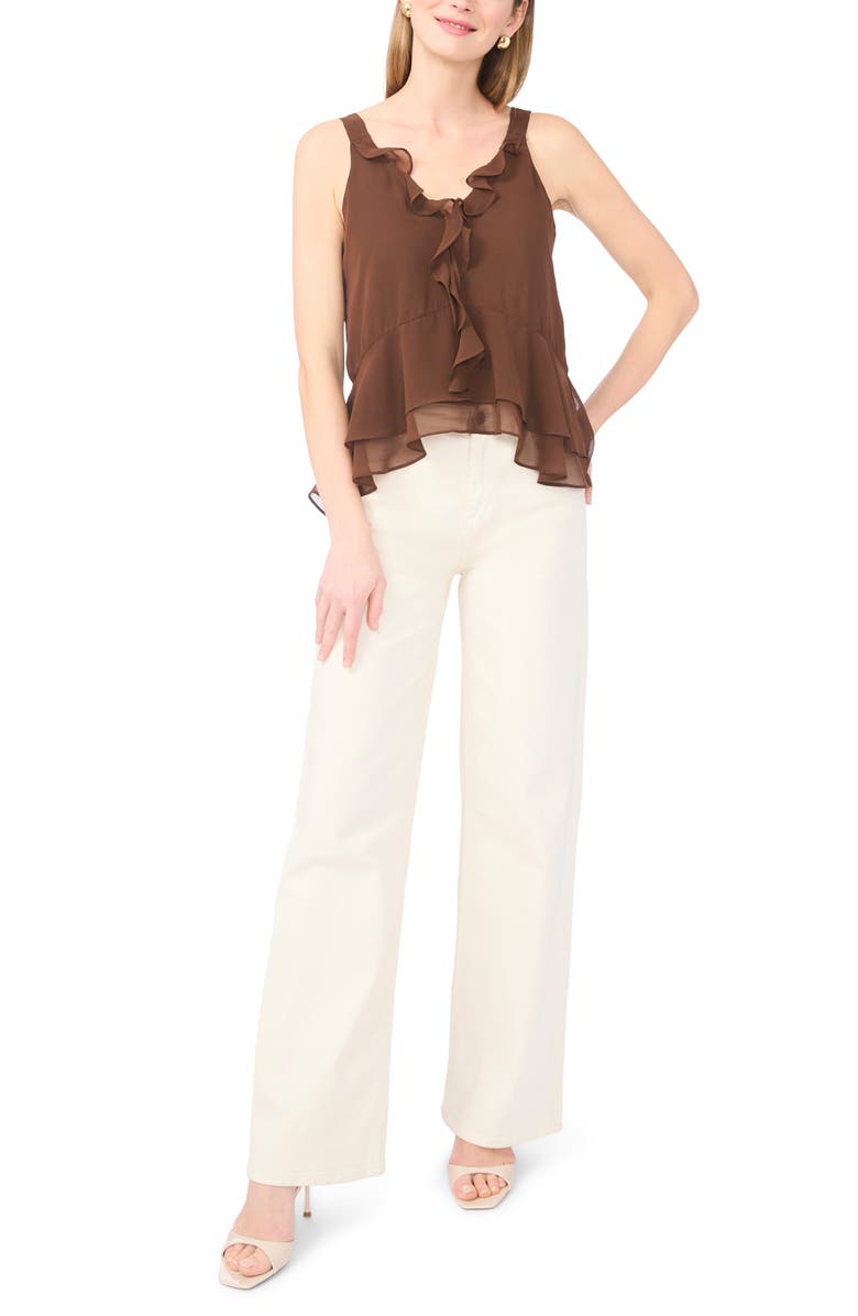 Parker Ruffle Tank Top, Alternate, color, Shaved Chocolate