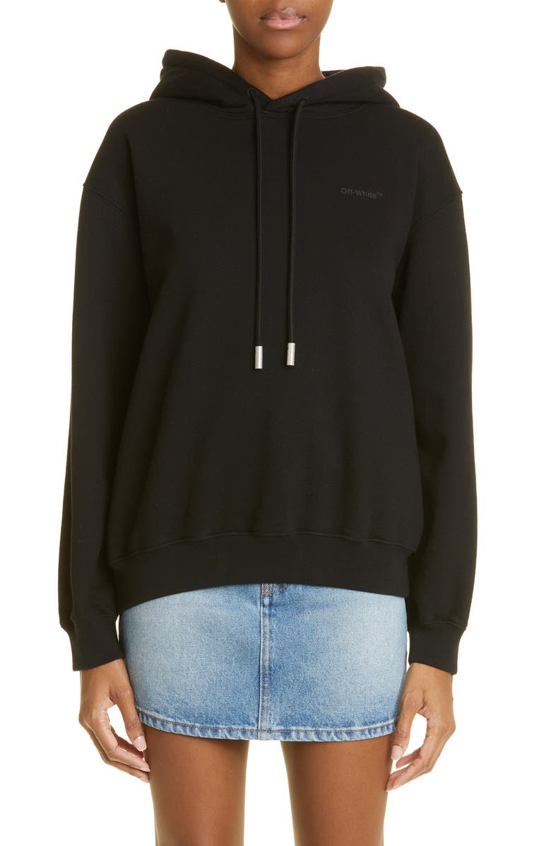 Off-White Regular Fit Diagonal Stripe Graphic Hoodie, Main, color,