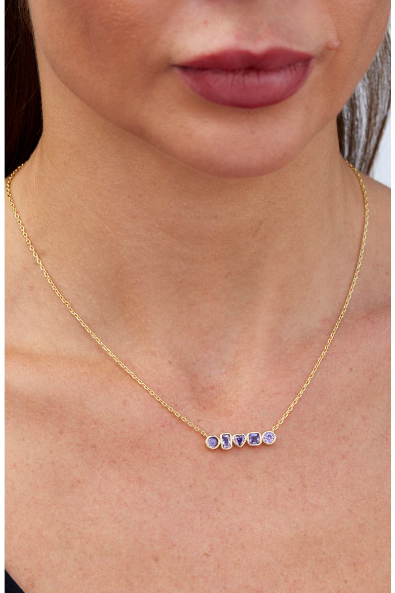 Bezel Set Multi Shape Necklace, Alternate, color, YELLOW GOLD