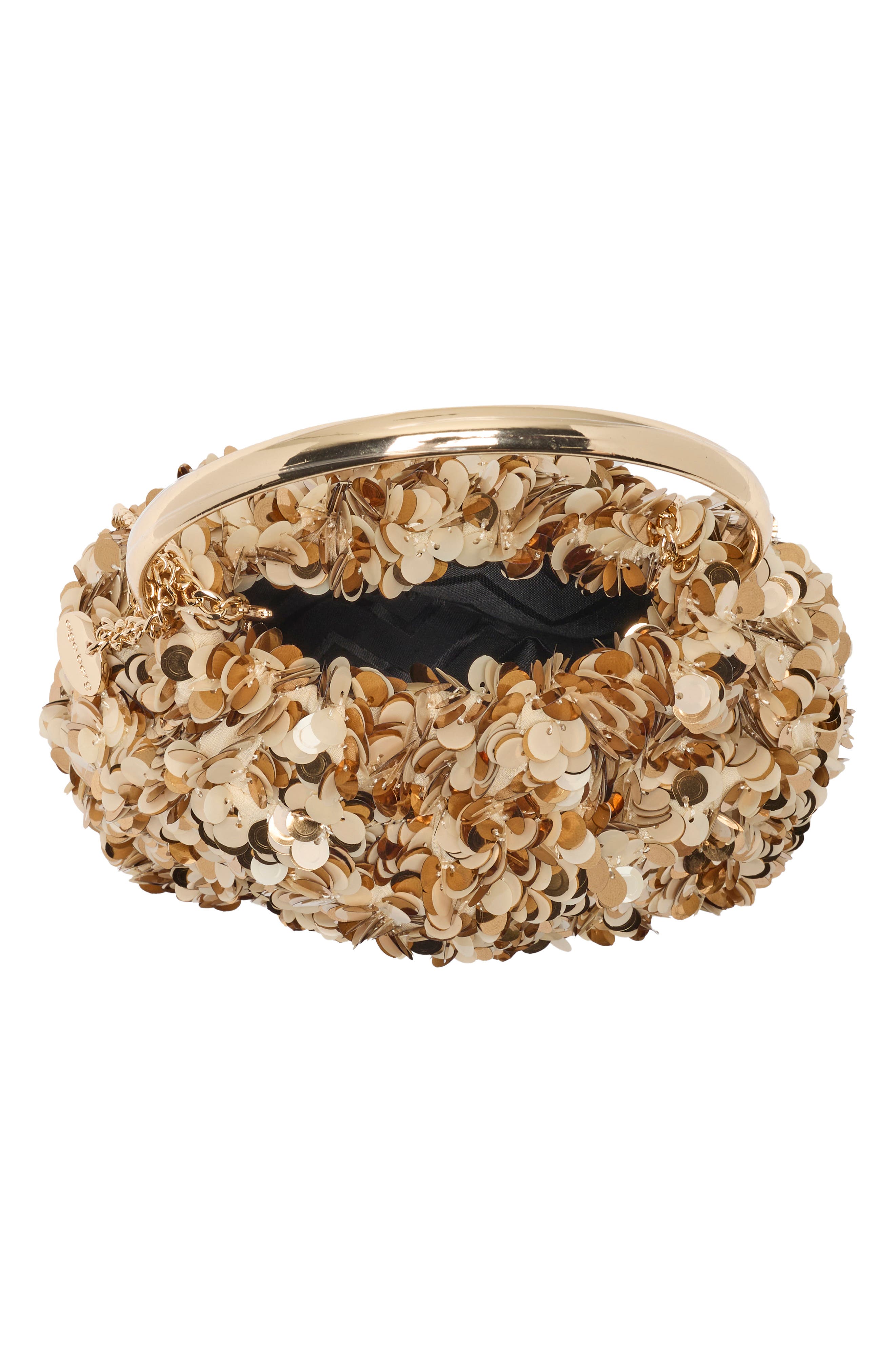 Sharma Sequin Pouch Bag, Alternate, color, NATURAL