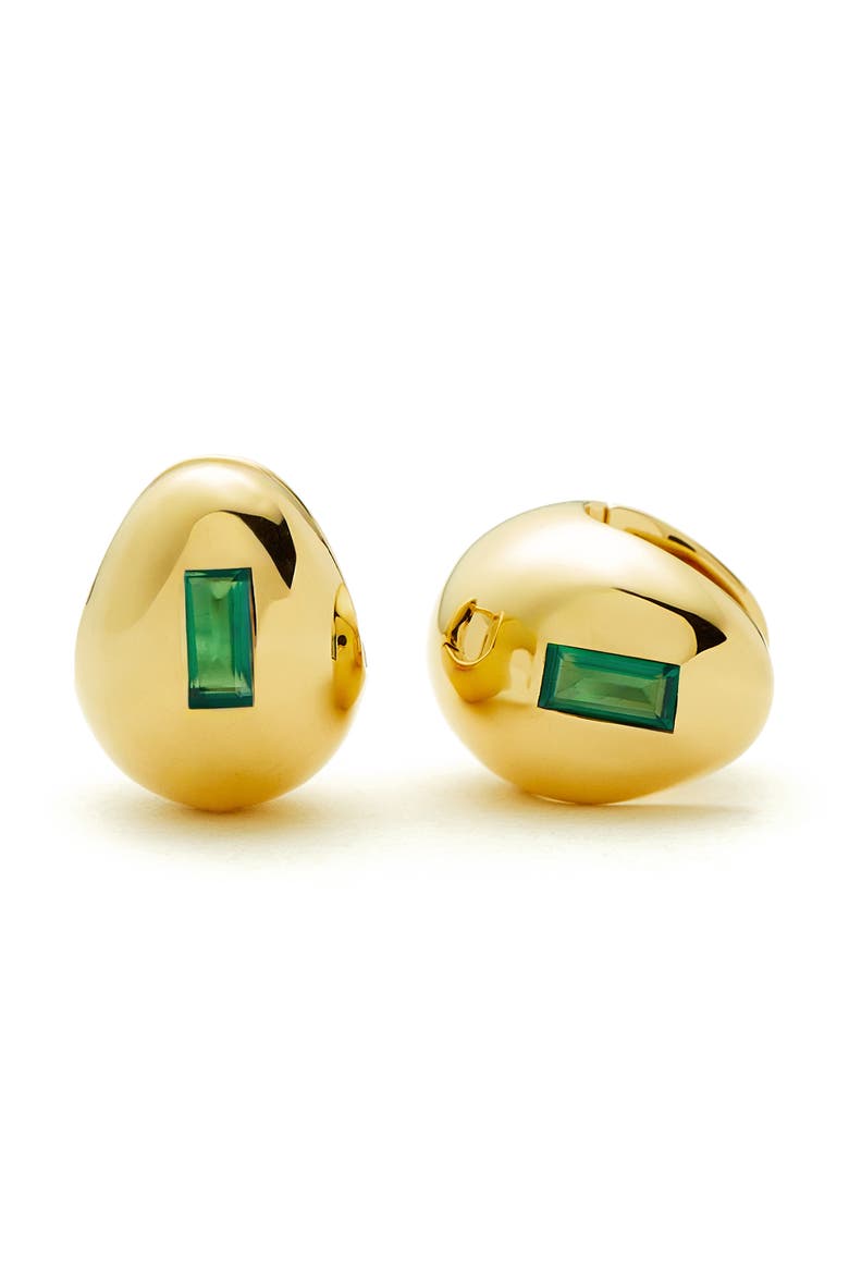 Molten Stone Dome Hoop Earrings, Main, color, GOLD