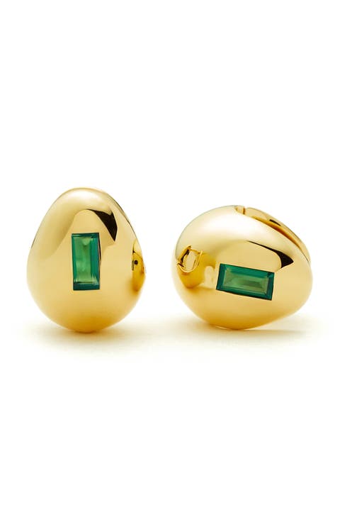 Molten Stone Dome Hoop Earrings