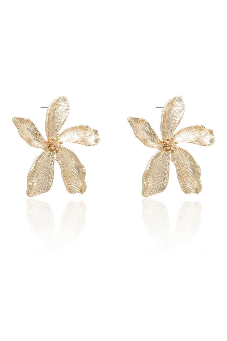 Tropical Flower Earrings, Alternate, color, GOLD