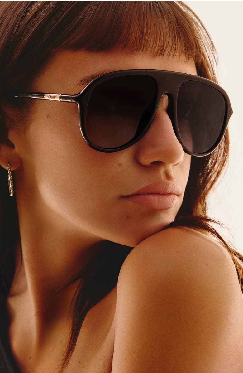 QUAY Chart Topper 54mm Aviator Sunglasses, Alternate, color, Black/ Smoke Taupe