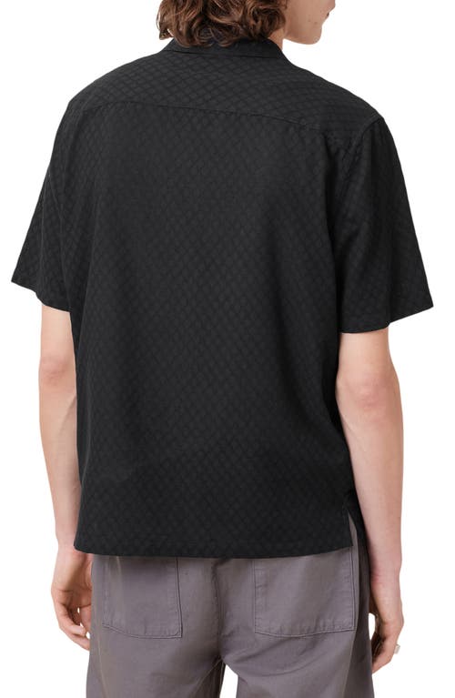 Allsaints Mens Bandol Relaxed-fit Short-sleeve Linen-blend Shirt Dark Charcoal Xl In Black