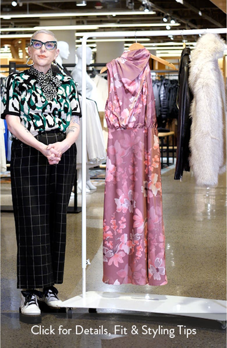 Anabelle Floral Satin Midi Dress, sales video thumbnail