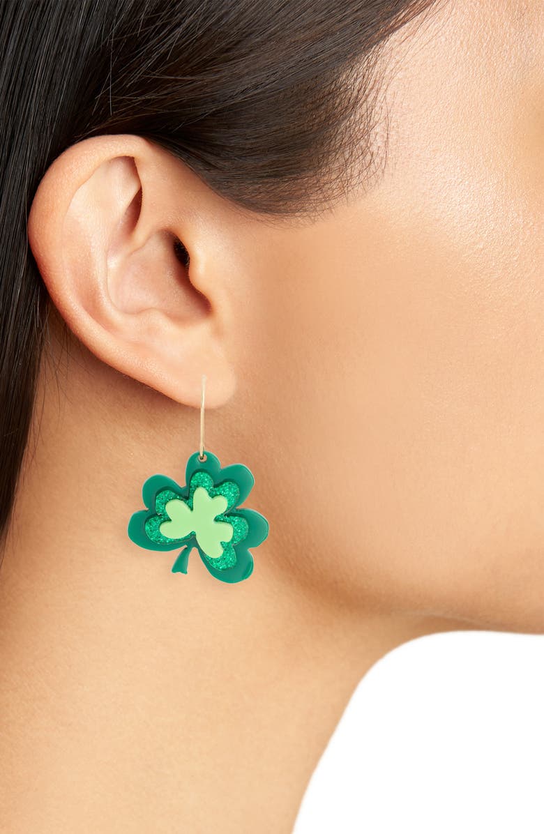 Leith Clover Drop Earrings, Alternate, color, Green Multi- Gold