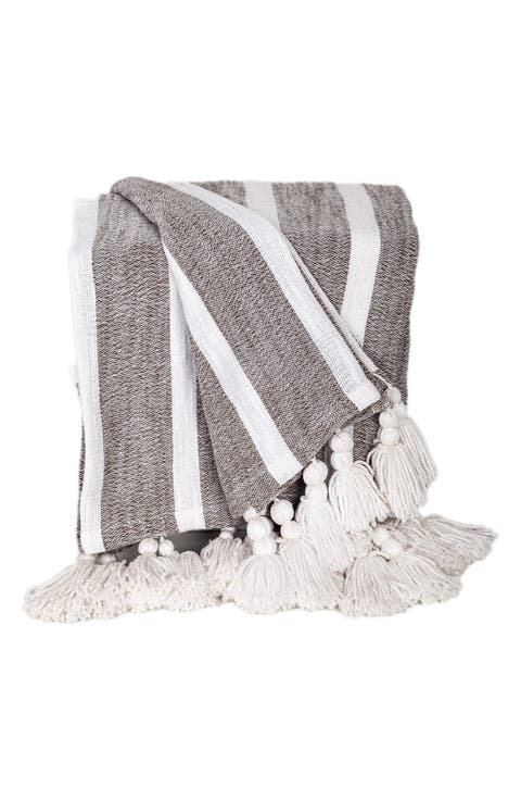 Nara Stripe Tassel Throw Blanket