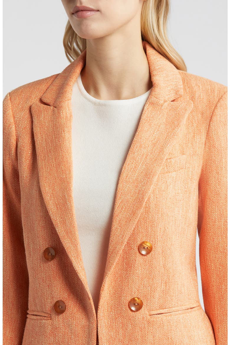 Tweed Double Breasted Boyfriend Jacket, Alternate, color, SALMON