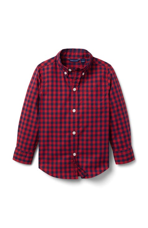 Red Multi Mini Gingham Flannel Shirt (Little Kid & Big Kid)